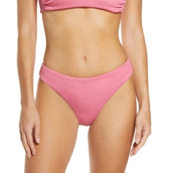 NWT Veronica Beard Marau Crinkle Bikini Bottom Pink Sherbet - Size Large - Picture 2 of 10